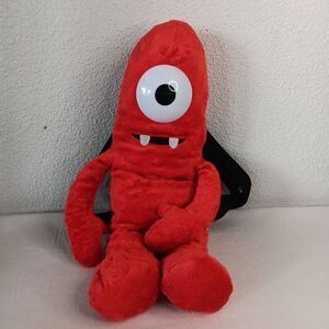 Yo Gabba Gabba MUNO 17" Red Plush Zippered Backpack Nickelodeon 2013 Soft